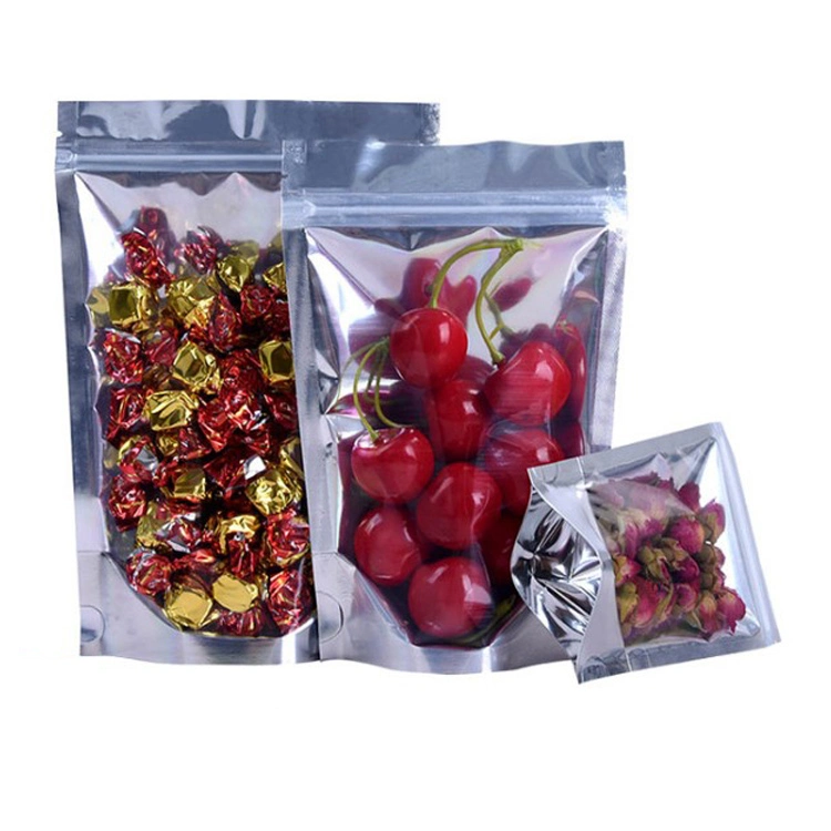 Sugar Fruit Salt Food Packaging Aluminum Foil Mylar Spice Bags Transparent Clear Stand up Zip Lock Resealable Beef Nuts Rice Coffee Cereal Tea Plastic Pouch