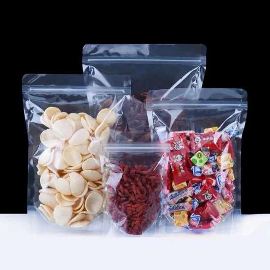 食品、ビスケット、包装袋用の平底ジッパー再密封可能な透明なビニール袋